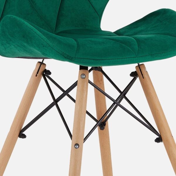 Fabric Chair Dark Green With Wooden Legs