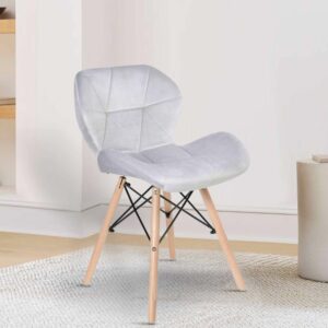 Fabric Chair Grey With Wooden Legs