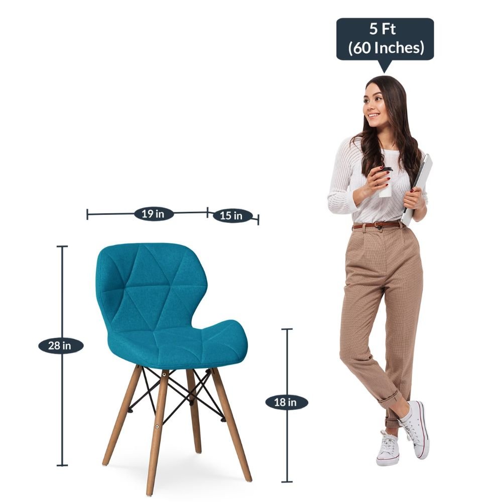 Fabric Chair Blue With Wooden Legs Fabric Chair Blue With Wooden Legs