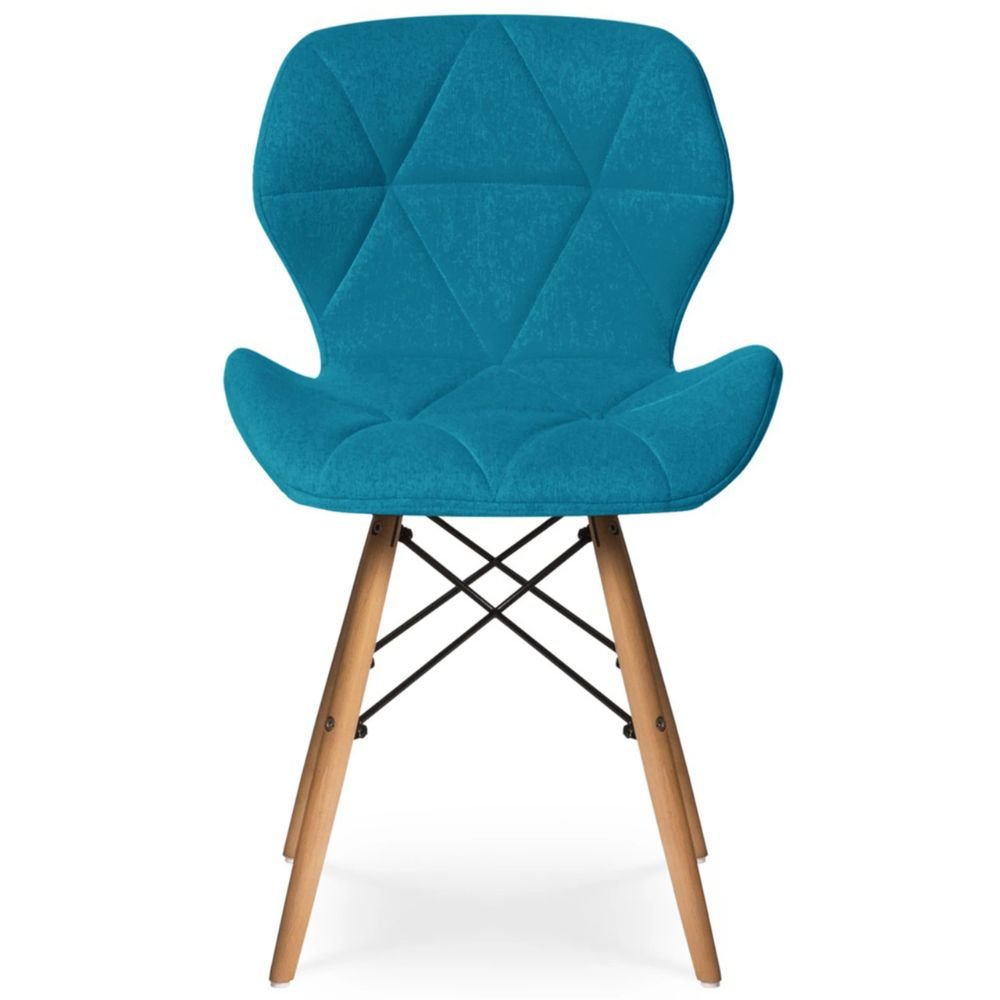 Fabric Chair Blue With Wooden Legs Fabric Chair Blue With Wooden Legs