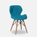 Fabric Chair Blue With Wooden Legs