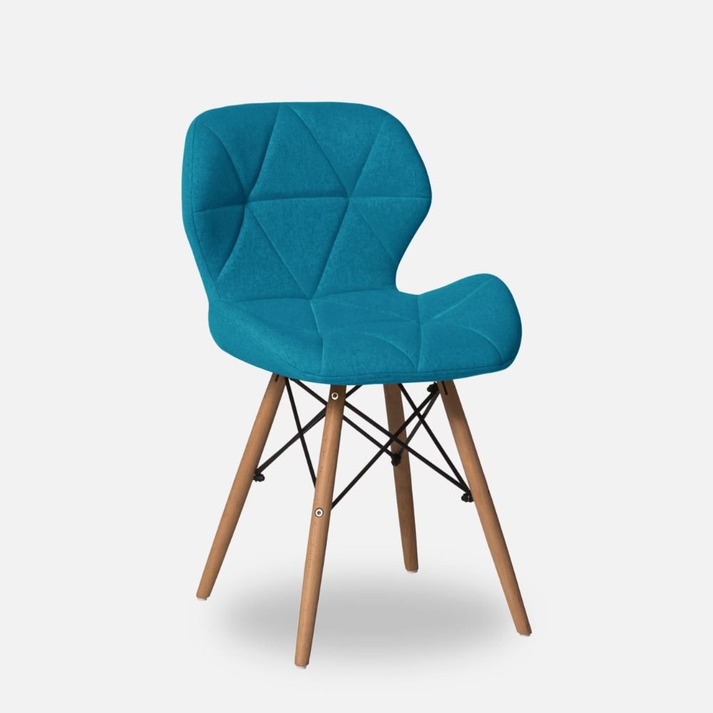 Fabric Chair Blue With Wooden Legs Fabric Chair Blue With Wooden Legs