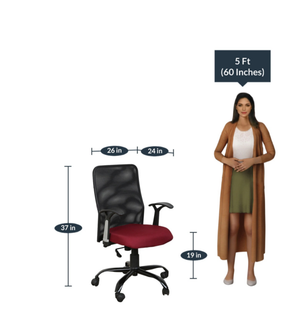 Breathable Mesh Chair MB88 Black-Maroon