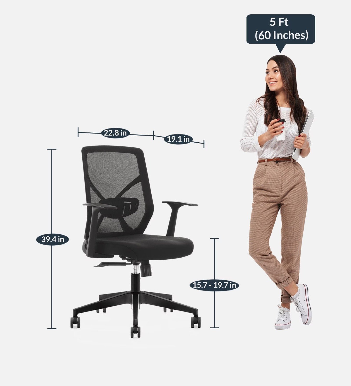 Breathable Mesh Ergonomic Black Chair » Vassio Mesh Ergonomic Black Chair MB77