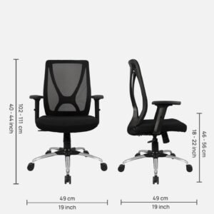 Mid Back Ergonomic Black Chair MB77A