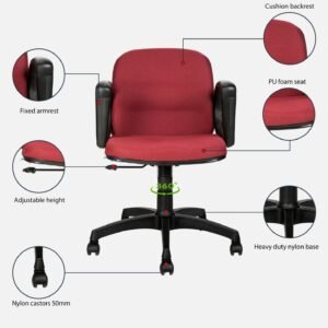 Maroon Fabric Chair Medium Back LB008RM