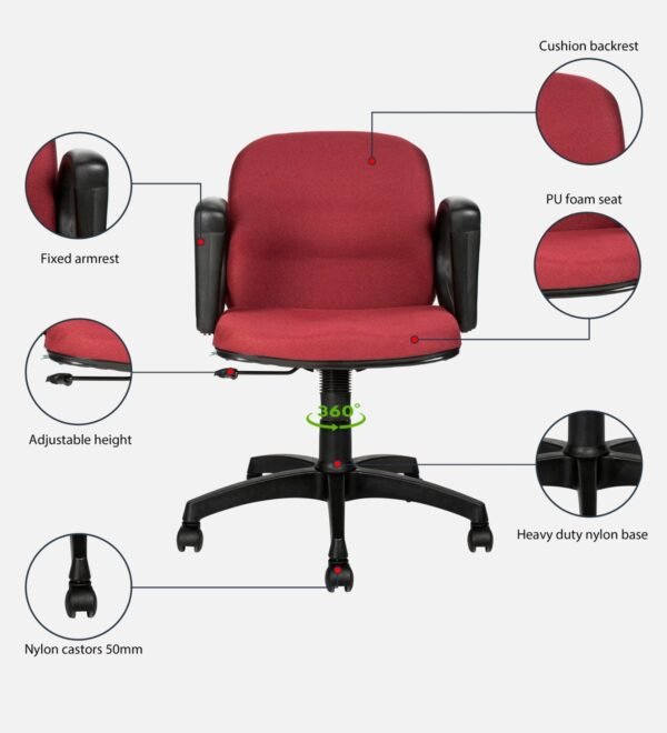 Maroon Fabric Chair Medium Back LB008RM