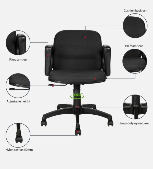 Black Fabric Ergonomic Chair