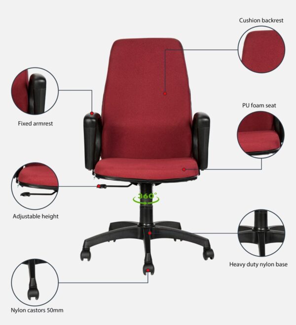 Buy best office chair for back pain in Maroon