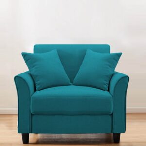 Plush Velvet 1 Seater Sofa in Pine Green