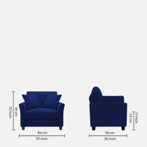 Plush Velvet 1 Seater Sofa Imperial Blue