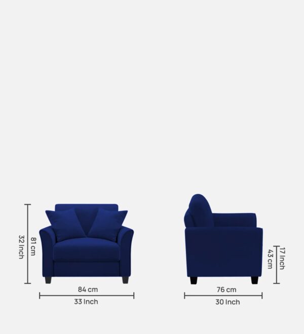 Plush Velvet 1 Seater Sofa Imperial Blue