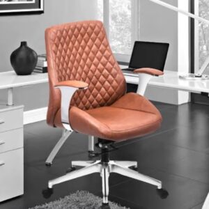 Office Chair Leatherette Med Back Tan Vassio