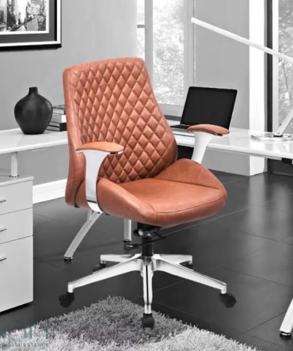 Office Chair Leatherette Med Back Tan Vassio