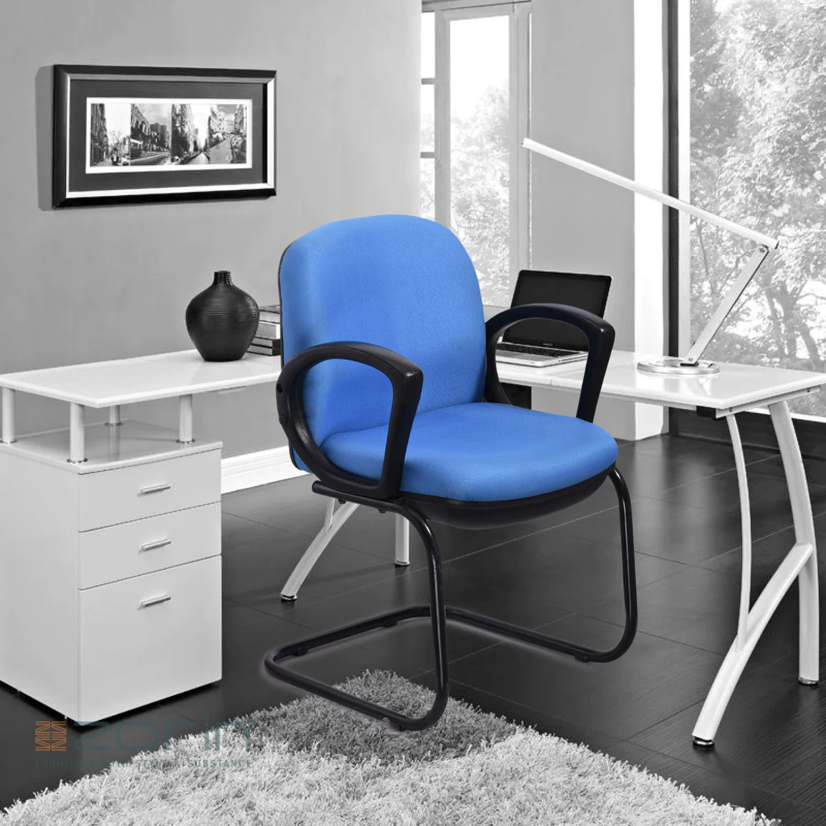 Buy Pluva Visitor Chair Mid Back Blue - Vassio
