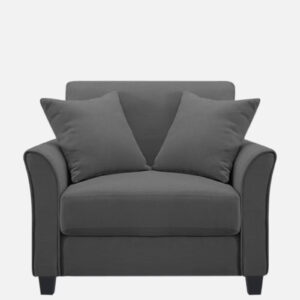Plush Velvet 1 Seater Sofa Dark Grey