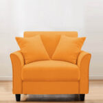 Plush Velvet 1 Seater Sofa Orange