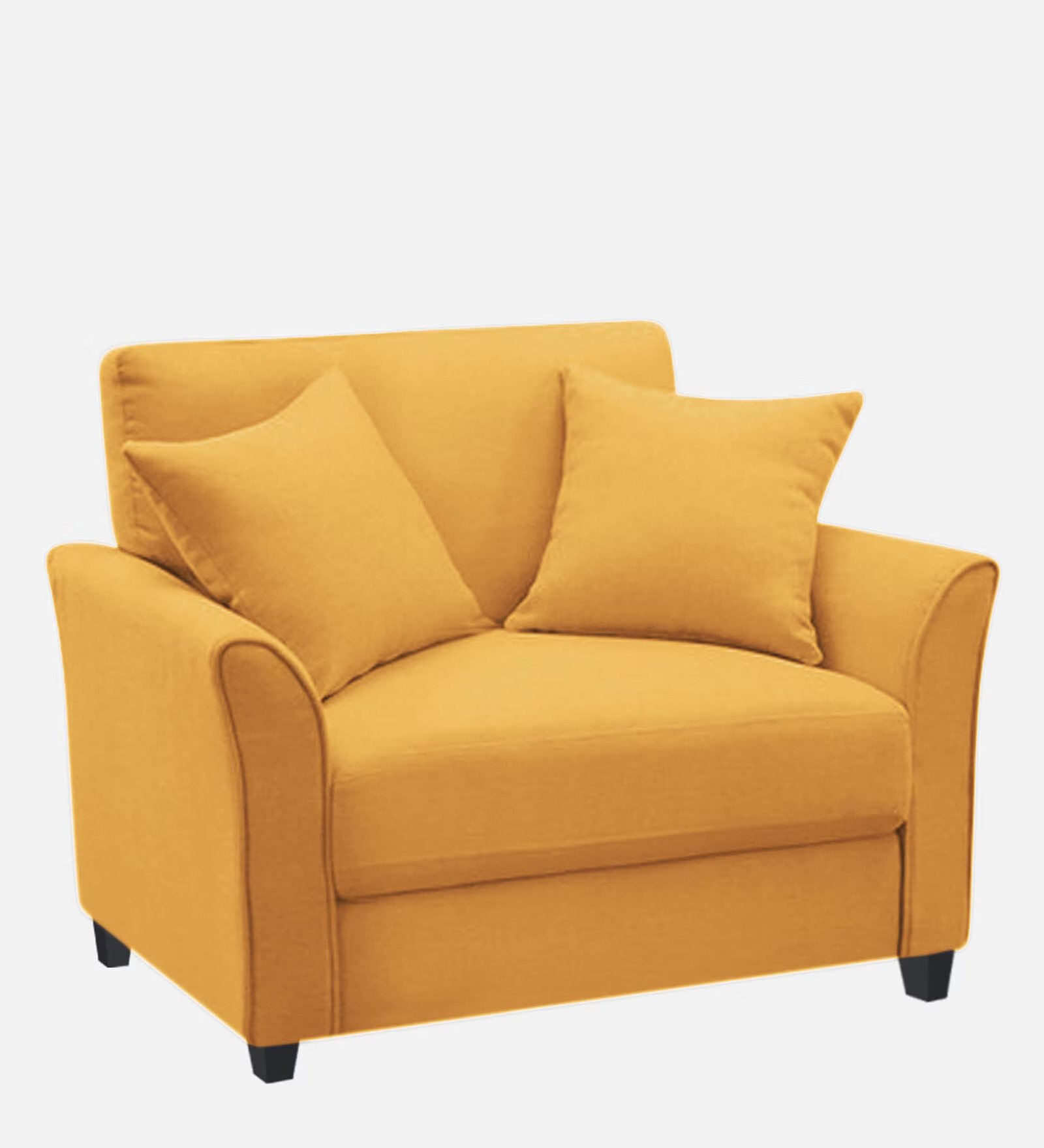 Plush Velvet 1 Seater Sofa Yellow - Vassio Plush Velvet 1 Seater Sofa Yellow