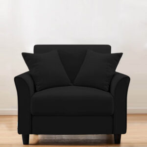 Plush Velvet 1 Seater Sofa Black