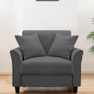 Plush Velvet 1 Seater Sofa Dark Grey