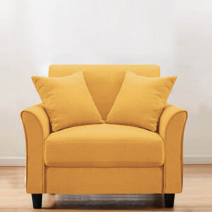 Plush Velvet 1 Seater Sofa Yellow