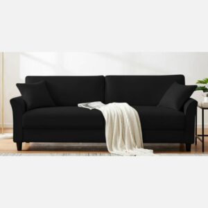 Plush Velvet 3 Seater Sofa Black