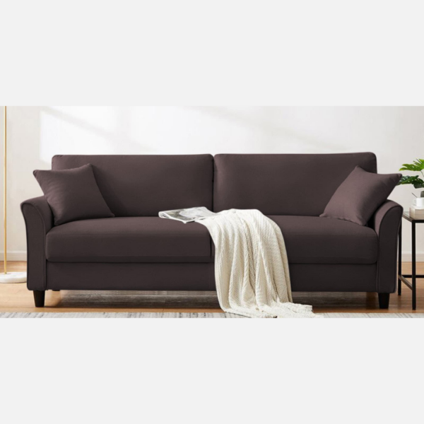 Plush Velvet 3 Seater Sofa Brown Vassio