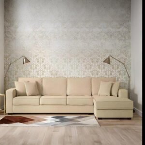 Shop Online Evora Fabric L Shape Sofa 3 + Lounger Beige