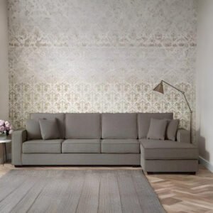 Buy Evora Fabric L Shape Sofa 3 + Lounger Sandy Brown in India