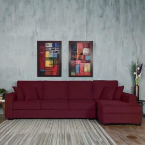 Shop Online Evora Fabric L Shape Sofa 3 + Lounger Red in India