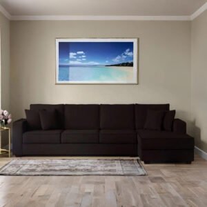 Shop Online Evora Fabric LHS Sofa 3 + Lounger in Chestnut Brown