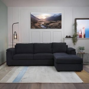 Shop Harmony Fabric LHS Sofa (3 + Lounger) Charcoal Grey In India