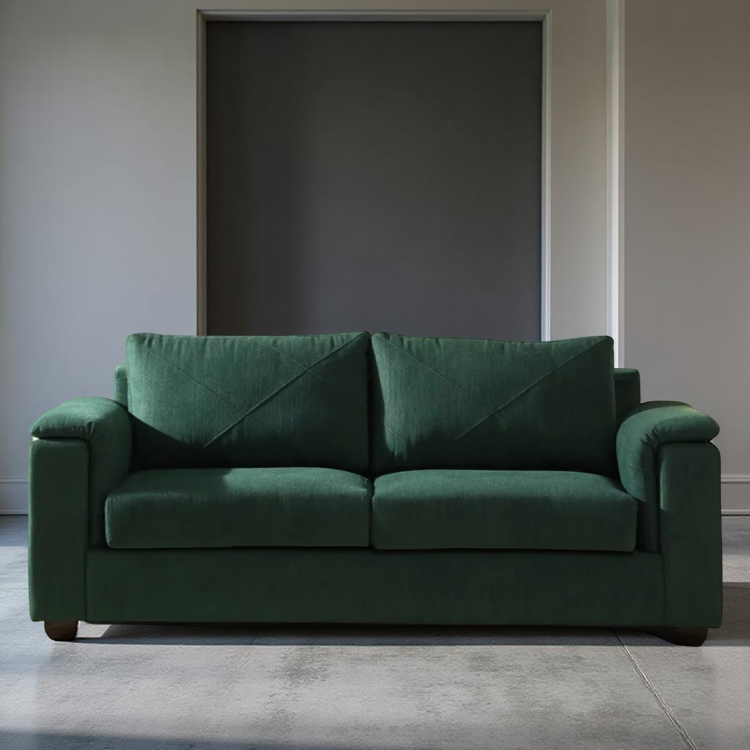 Harmony Fabric Sofa 3 Seater – Green Upgrade your living room with the Harmony Fabric 3 Seater Sofa in Green — stylish, comfortable, and crafted for everyday elegance by Vassio Furniture.