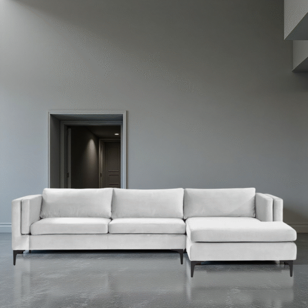 Shop Velvet Sectional Sofa Light Grey – Luxury L Shape Sofa by Vassio