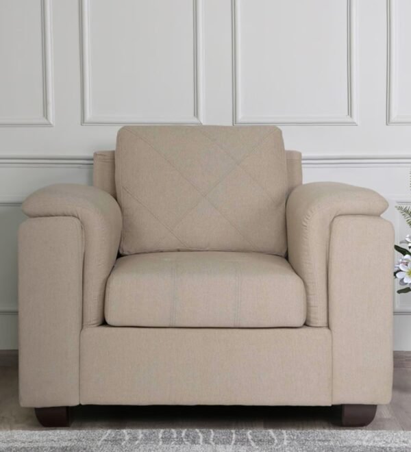 Shop Online Harmony Fabric 1 Seater Sofa  Beige – a stylish single-seater sofa designed to bring comfort, durability, and timeless elegance into your home.
