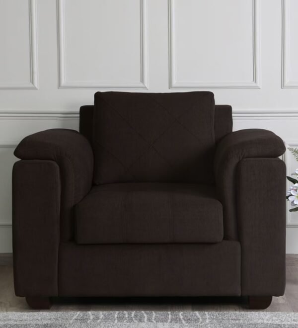 Introducing the Vassio Harmony Fabric 1 Seater Sofa  Brown – a stylish single-seater sofa designed to bring comfort, durability, and timeless elegance into your home.