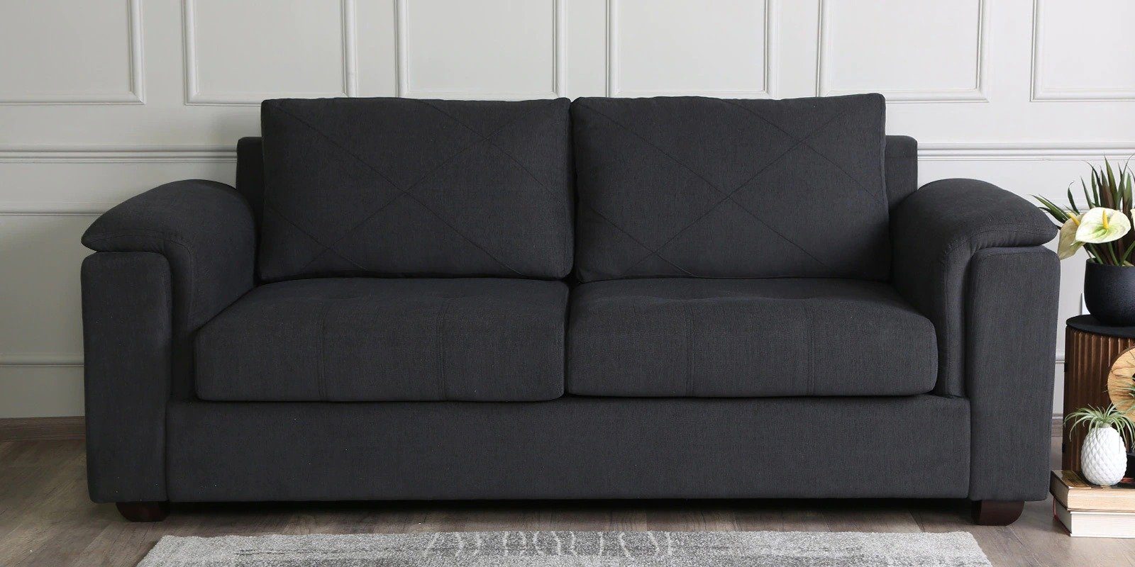 Grey Fabric 3 Seater Sofa - Vassio Grey Fabric 3 Seater Sofa - Vassio
