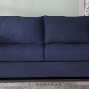 Navy Blue Fabric 3 Seater Sofa - Vassio