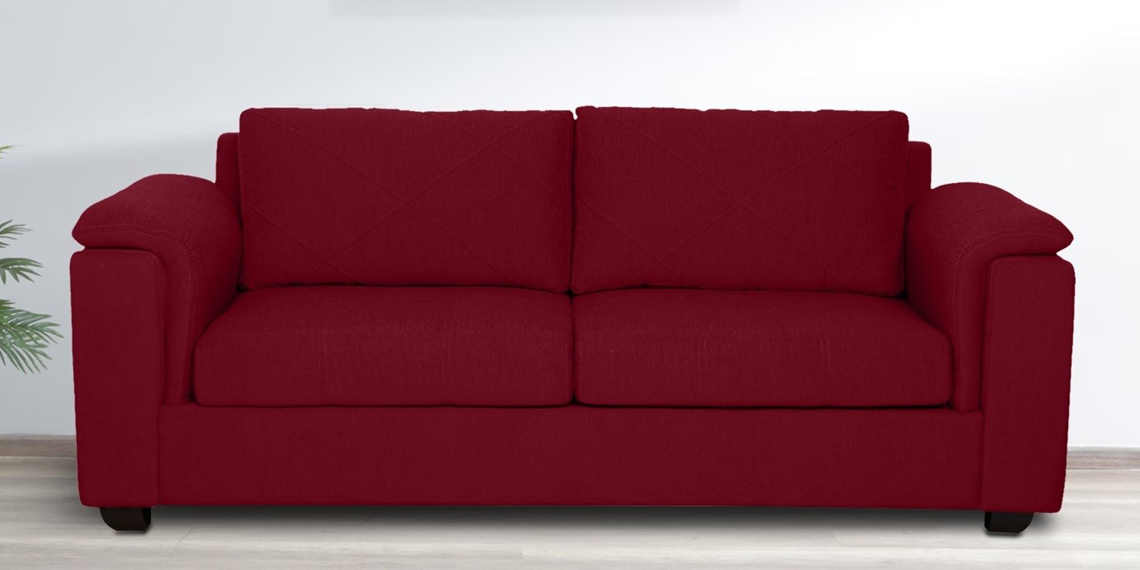 Red Fabric 3 Seater Sofa - Vassio Red Fabric 3 Seater Sofa - Vassio