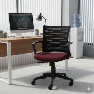 Buy Ritz Mesh Chair Black Maroon Vassio