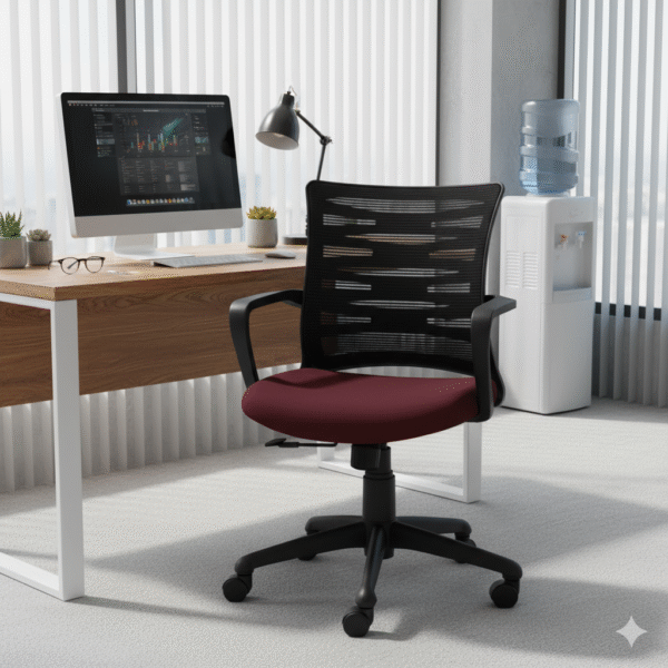 Buy Ritz Mesh Chair Black Maroon Vassio