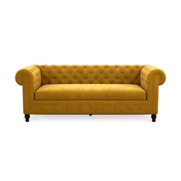 Shop Online Prestina 3 Seater Chesterfield Sofa in Yellow | Make in India | Your Comfort Partner