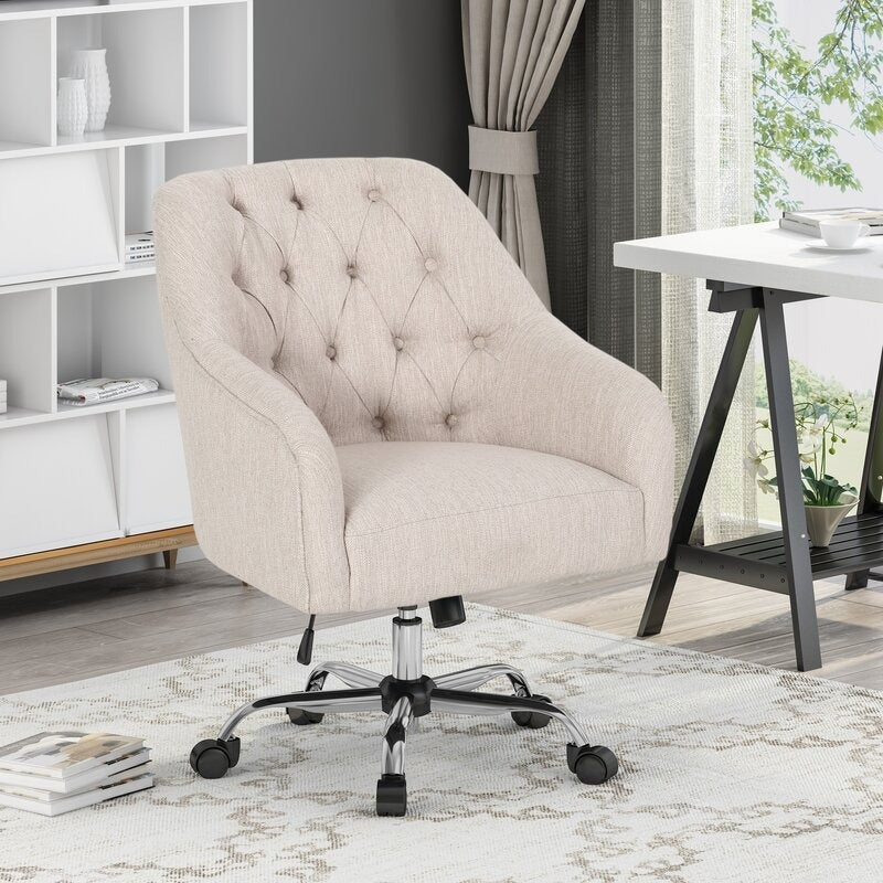 Shop Online Vassio Blossom Revolving Visitor Chair Beige – Premium Fabric, Adjustable & Stylish
