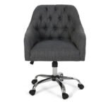 Vassio Blossom Revolving Visitor Chair Dark Grey – Premium Fabric, Adjustable & Stylish
