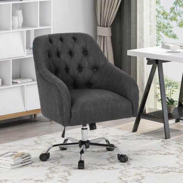 Shop Online Vassio Blossom Revolving Visitor Chair Dark Grey – Premium Fabric, Adjustable & Stylish