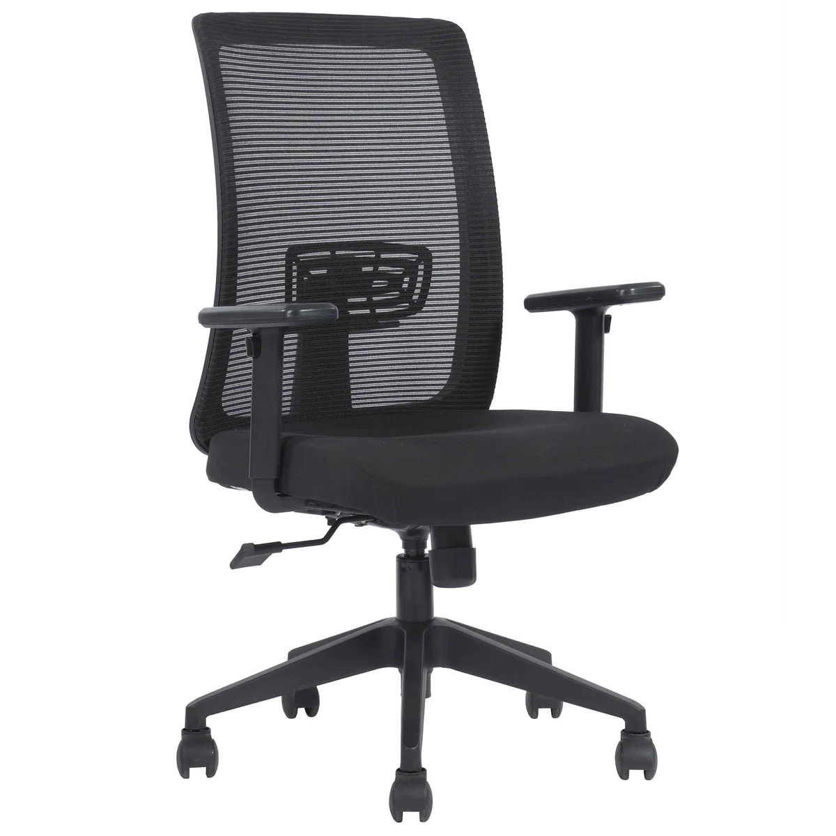 Alure Desk Chair for Office Black | Medium-Back Revolving Chair with Nylon Base