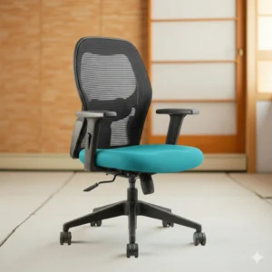 Vassio Alvista Medium Back Revolving Chair Aqua Green | Ergonomic Mesh Office Chair