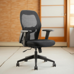 Alvista Revolving Chair Mid Back Black | Ergonomic Office Chair – Vassio