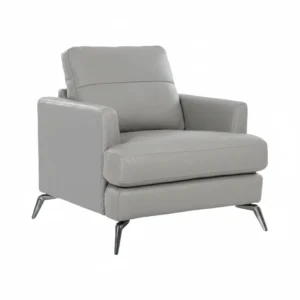 Arina One Seater Sofa Grey Leatherette with Metal Legs by Vassio – Cozy Modern Sofa Online India