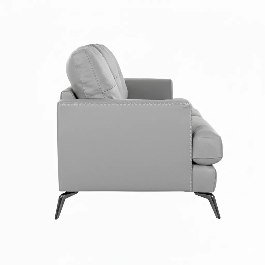 Arina 1 Seater Sofa Grey 4 Arina One Seater Sofa Grey Leatherette with Metal Legs by Vassio – Cozy Modern Sofa Online India